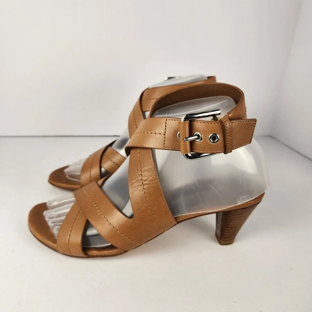 Donald J Pliner Kamele Strappy Elegant Dressy Heel Sandals Light Brown Size 6.5M